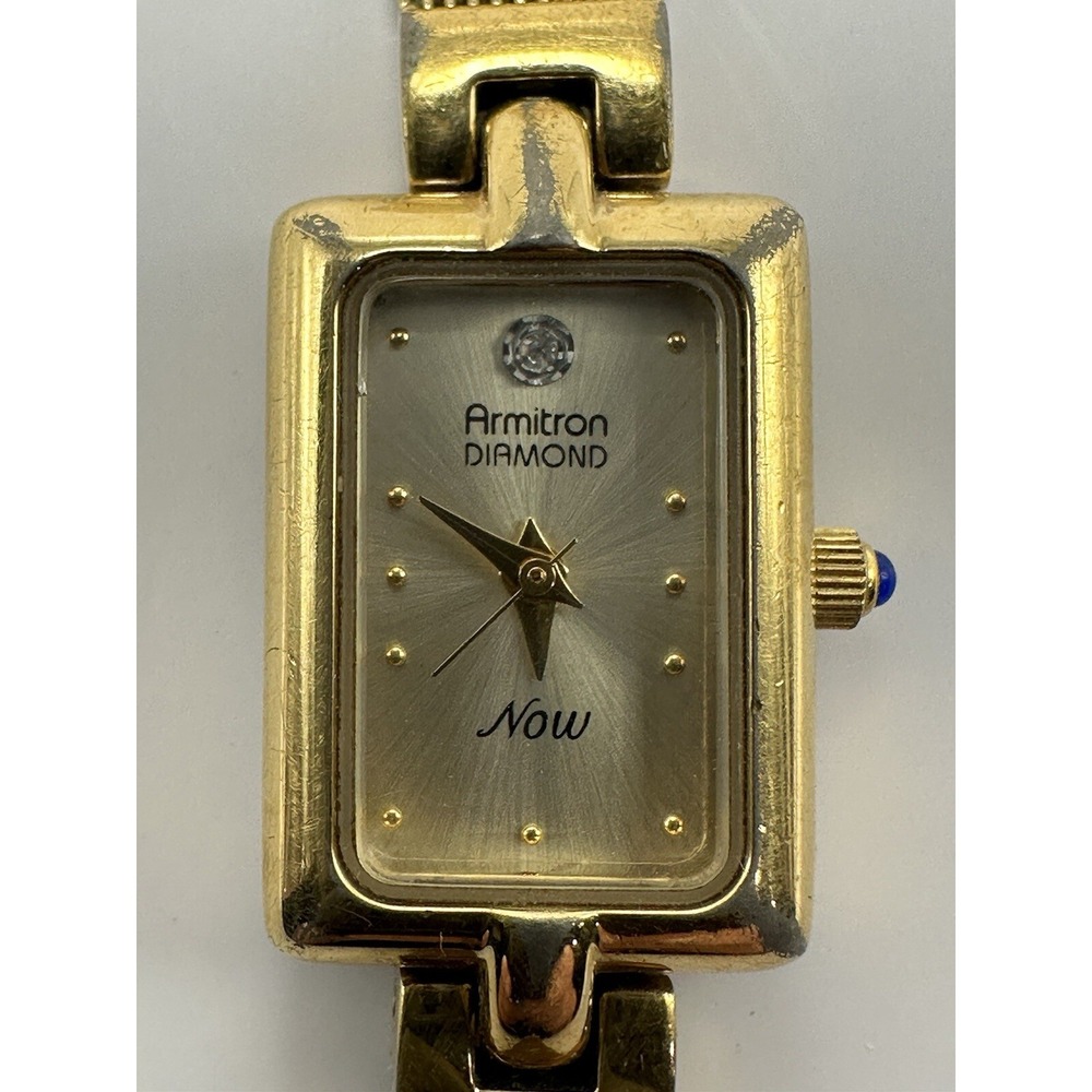 Armitron 75/2374 Ladies Watch New Battery 16MM 7"‎ Gold Tone Mesh Band Q